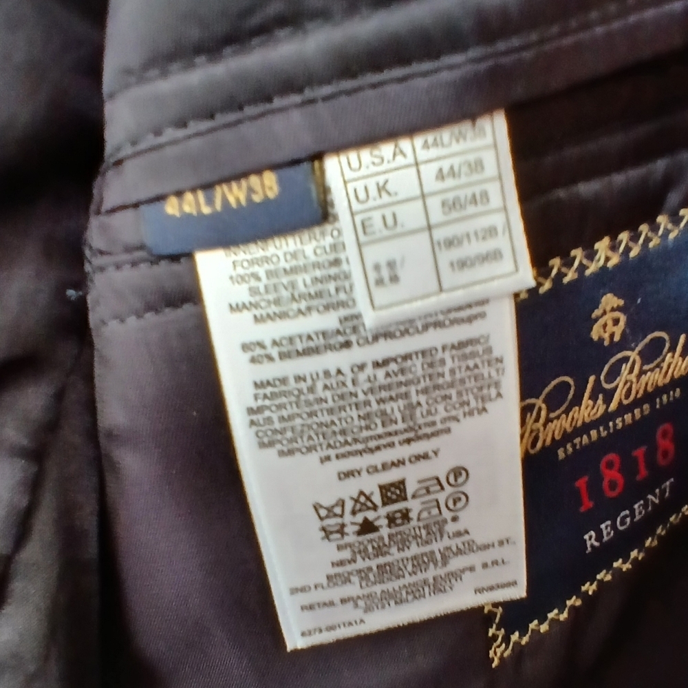Brooks Brothers 1818 Regent Wool Blazer USA Mens Size 44L Classic Luxury USA - Picture 7 of 9